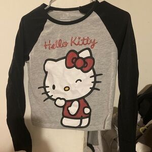 Hello Kitty Womens juniors Long Sleeve Tee - Black, Gray, and Red